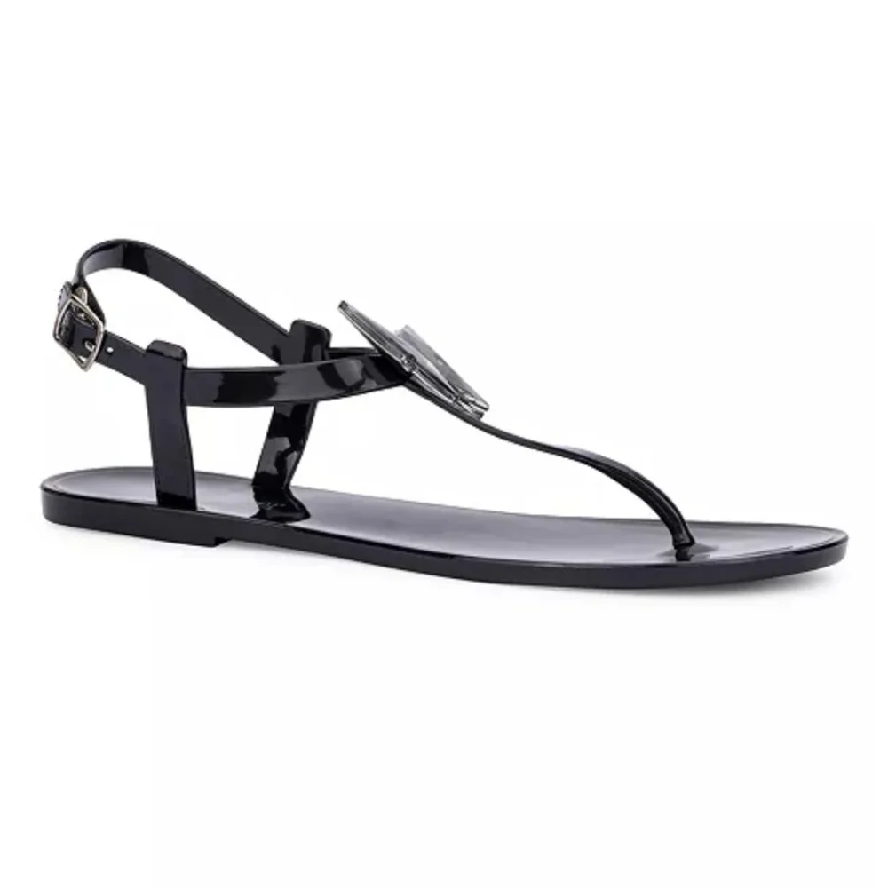 Olivia Miller Crystal Black Butterfly Jelly Thong Flip Flop Sandal 10 M